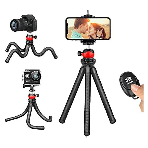  WAAO Phone Tripod, Flexible iPhone Tripod and Portable Adjustable Tripod with Wireless Remote, Mini Travel Tabletop Tripod Camera Stand Compatible for iPhone Android Sumsung DSLR Camera