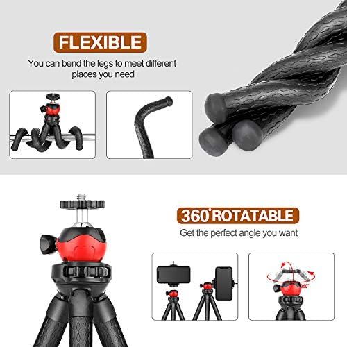  WAAO Phone Tripod, Flexible iPhone Tripod and Portable Adjustable Tripod with Wireless Remote, Mini Travel Tabletop Tripod Camera Stand Compatible for iPhone Android Sumsung DSLR Camera