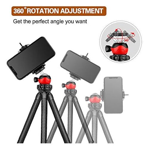  WAAO Phone Tripod, Flexible iPhone Tripod and Portable Adjustable Tripod with Wireless Remote, Mini Travel Tabletop Tripod Camera Stand Compatible for iPhone Android Sumsung DSLR Camera