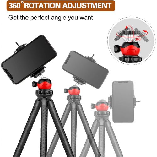  WAAO Phone Tripod, Flexible iPhone Tripod and Portable Adjustable Tripod with Wireless Remote, Mini Travel Tabletop Tripod Camera Stand Compatible for iPhone Android Sumsung DSLR Camera