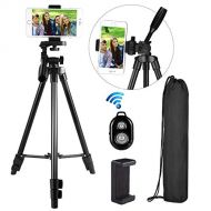 WAAO Phone Tripod, 37-inch Video Tripod for Cellphone and Camera, Universal Tripod with Wireless Remote & Cellphone Holder Mount, Compatible with iPhone MAX/X/8/8 Plus/Galaxy Note 9/S9/