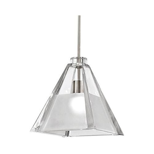  WAC Lighting MP-915-CFBN Tikal 1-Light Mini-Pendant, Brushed Nickel Finish with Clear Frosted Art Glass Shade