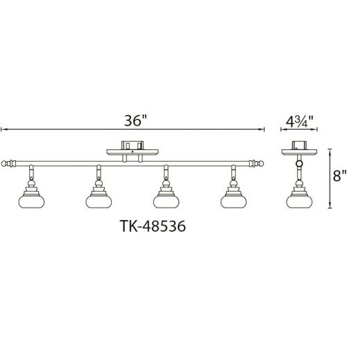 WAC Lighting TK-48536-AB Monterrey LED 5 Light Fixture Fixed Rail, One Size, OpalAntique Bronze
