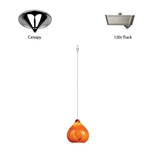  WAC Lighting QP933-AMBN Truffle Quick Connect Pendant with Amber Shade and Brushed Nickel Socket Set