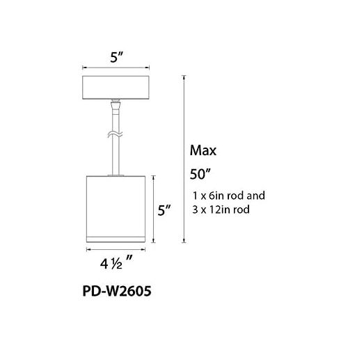  WAC Lighting PD-W2605-WT Tube Outdoor LED Pendant Fixture, One Size, White