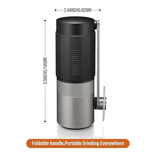  WACACO Exagrind, Manual Coffee Grinder, Stainless Steel Conical Burr, High Precision Adjustable Coffee Bean Grinder with Hand Crank, Handheld Portable Grinder for Espresso, Pour-over, Camping, Travel