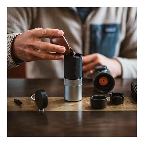  WACACO Exagrind, Manual Coffee Grinder, Stainless Steel Conical Burr, High Precision Adjustable Coffee Bean Grinder with Hand Crank, Handheld Portable Grinder for Espresso, Pour-over, Camping, Travel