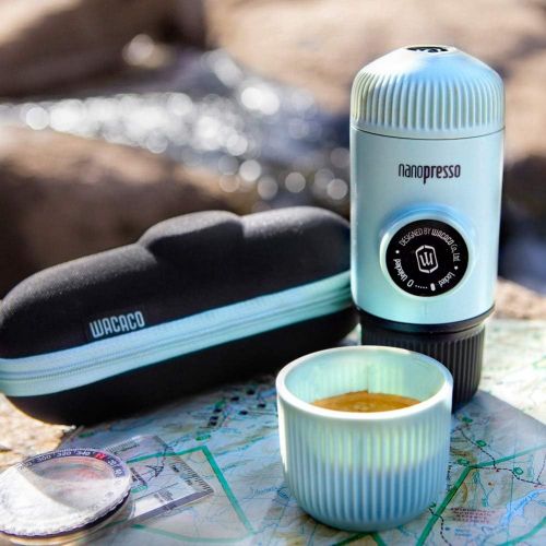  Wacaco Nanopresso Portable Espresso Maker Bundled with Protective Case, Upgrade Version of Minipresso, Mini Travel Coffee Machine, Perfect for Camping, Travel and Office（New Elemen