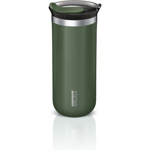  WACACO Octaroma Lungo Vacuum Insulated Coffee Mug, Double-wall Stainless Steel Travel Tumbler With Drinking Lid, 10 fl oz(300ml)， Pomona Green