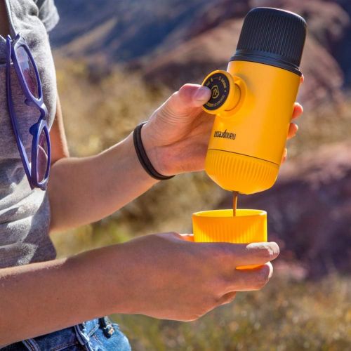  Wacaco Nanopresso Portable Espresso Maker, Upgrade Version of Minipresso, 18 Bar Pressure, Mini Travel Coffee Machine, Manually Operated, Perfect for Camping and Hiking, Yellow