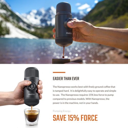  WACACO Nanopresso Portable Espresso Maker, Upgrade Version of Minipresso, Extra Small Travel Coffee Maker, Manually Operated. Perfect for Camping, Travel, Kitchen and Office