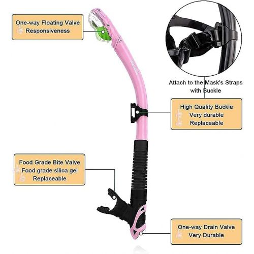  WACOOL Professional 2 Pack Adult Snorkeling Set (Black+Pink) and 2 Pack Kids Snorkeling Set (SkyBlue+Pink)