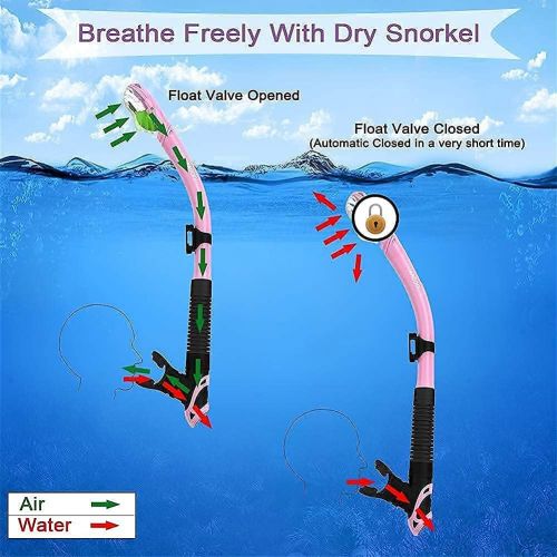  WACOOL Professional 2 Pack Adult Snorkeling Set (Black+Pink) and 2 Pack Kids Snorkeling Set (SkyBlue+Pink)