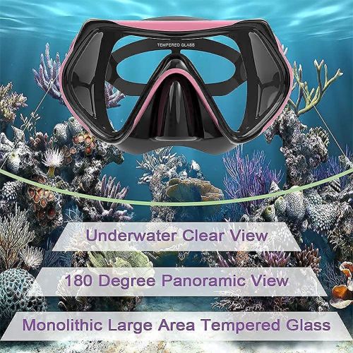  WACOOL Professional 2 Pack Adult Snorkeling Set (Black+Pink) and 2 Pack Kids Snorkeling Set (SkyBlue+Pink)