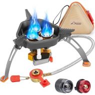 WADEO 7200W Windproof Camping Stove, Camping Gas Stove with Piezo Ignition, Two Fuel Canister Adapter, Carry Case, Portable Stove, Backpacking Stove for Outdoor Backpacking Hiking and Picnic