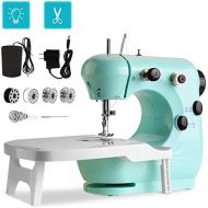 Portable Sewing Machine WADEO Mini Sewing Machine for Beginners, with Extension Table, Foot Pedal, 2-Speed Double Thread for Household Beginners, Both Adults and Kids Learner