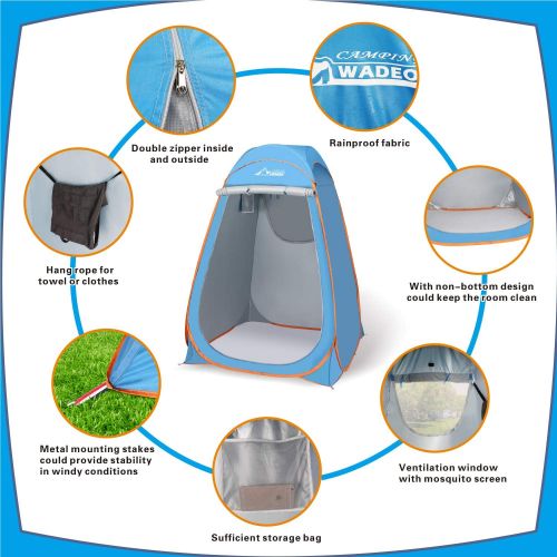  WADEO Pop Up Shower Tent, Instant Portable Outdoor Changing Room, Camp Toilet, Rain Shelter with Window for Camping and Beach Easy Set Up, Foldable with Carry Bag