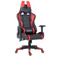 WAHSON OFFICE CHAIRS Racing Style Leather Gaming Chair Breathable Ergonomic Office Computer Chair with Lumbar Support and Headrest Black and Red