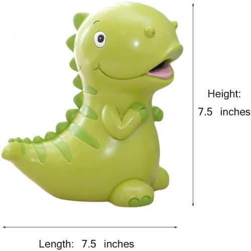  [아마존베스트]WAIT FLY 7.5 x 7.5 Inches Lovely Green Dinosaur Shaped Large Size Resin Piggy Bank Coin Bank Money Bank Best Christmas Birthday Gifts for Kids Boys Girls Home Decoration