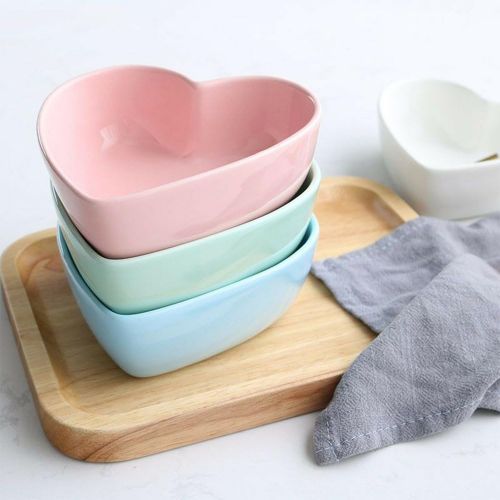  [아마존베스트]WAIT FLY Heart-shaped Bowls for Salad Soup Snack Dessert Best Kitchen Household Cooking Gifts for Home Kitchen, Pink/Blue/White/Green