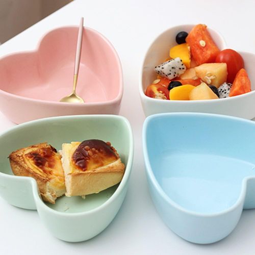  [아마존베스트]WAIT FLY Heart-shaped Bowls for Salad Soup Snack Dessert Best Kitchen Household Cooking Gifts for Home Kitchen, Pink/Blue/White/Green