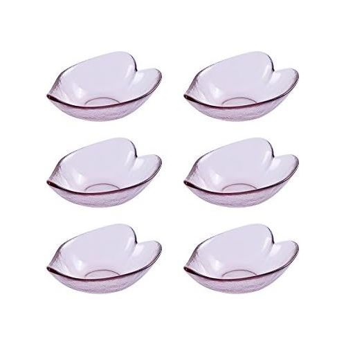  [아마존베스트]WAIT FLY Sakura Shaped Glass Seasoning Dishes/Tea Bag Holders/Ketchup Saucer/Appetizer Plates/ Salad Bowls, Set of 6