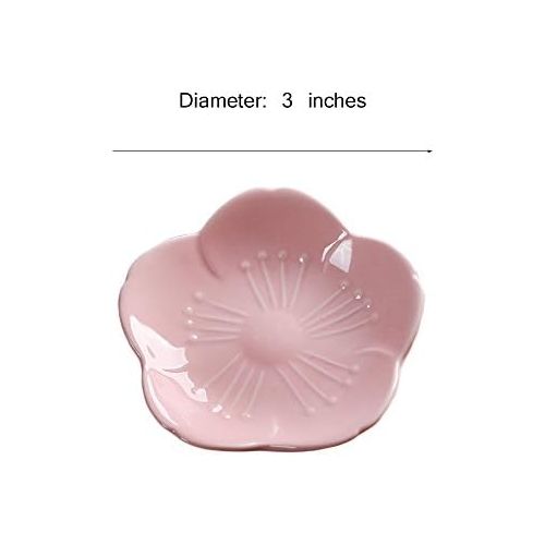  [아마존베스트]WAIT FLY Beautiful 3 Inches Sakura Shaped Ceramics Seasoning Dishes/Tea Bag Holders/Ketchup Saucer/Appetizer Plates/Vinegar Spice Salad Soy Sushi Wasabi Seasoning Dipping Bowls, Wh