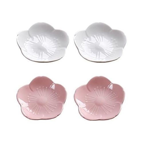  [아마존베스트]WAIT FLY Beautiful 3 Inches Sakura Shaped Ceramics Seasoning Dishes/Tea Bag Holders/Ketchup Saucer/Appetizer Plates/Vinegar Spice Salad Soy Sushi Wasabi Seasoning Dipping Bowls, Wh