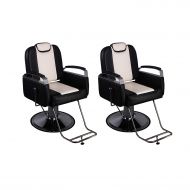WALCUT Walcut 2 Sets of Reclining Hydraulic Barber Chair Styling Salon Beauty Shampoo Spa Equipment Black&Beige Hair Cutting