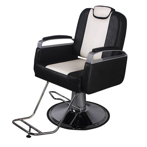  WALCUT Walcut 2 Sets of Reclining Hydraulic Barber Chair Styling Salon Beauty Shampoo Spa Equipment Black&Beige Hair Cutting