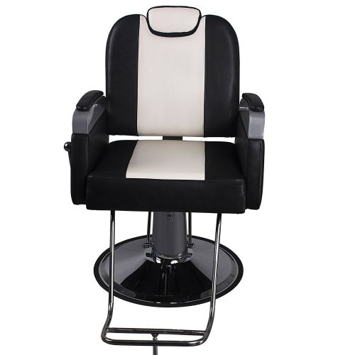  WALCUT Walcut 2 Sets of Reclining Hydraulic Barber Chair Styling Salon Beauty Shampoo Spa Equipment Black&Beige Hair Cutting