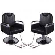 WALCUT Walcut 2 Sets of Reclining Hydraulic Barber Chair Styling Salon Beauty Shampoo Spa Equipment Black Hair Cutting