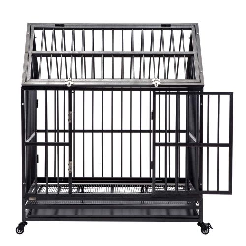  WALCUT Walcut 42 Inch Heavy Duty Dog Cage and Crate Kennel with Wheels and Roof