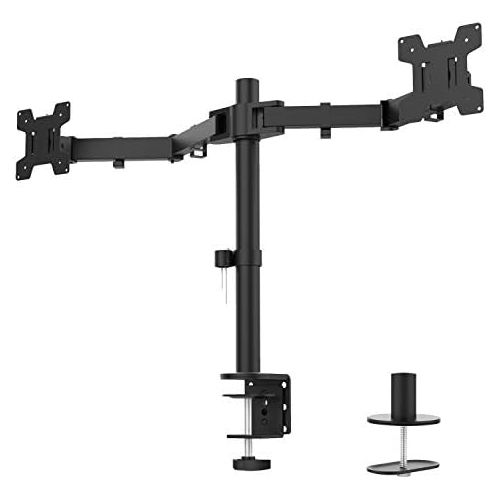  [아마존베스트]WALI Dual LCD Monitor Fully Adjustable Desk Mount Stand Fits 2 Screens up to 27 inch, 22 lbs. Weight Capacity per Arm (M002), Black