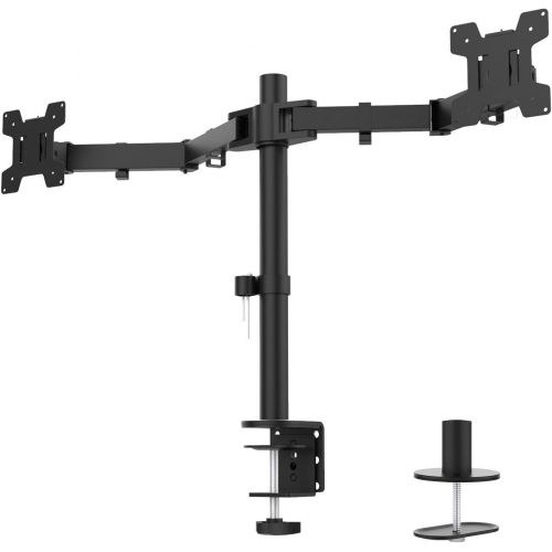  [아마존베스트]WALI Dual LCD Monitor Fully Adjustable Desk Mount Stand Fits 2 Screens up to 27 inch, 22 lbs. Weight Capacity per Arm (M002), Black