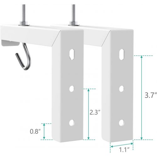 [아마존베스트]WALI Universal Projector Screen L-Bracket Wall Hanging Mount 6 inch Adjustable Extension with Hook Manual, Spectrum and Perfect Screen Placement up to 66 lbs, 30 kg (PSM001), White