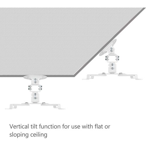  [아마존베스트]WALI Universal Projector Mount Bracket Low Profile Multiple Adjustment Ceiling, Hold up to 30 lbs. (PM-002-WHT), White