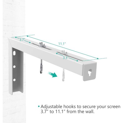  [아마존베스트]Universal Projector Screen L-Bracket Wall Hanging Mount 12 inch Adjustable Extension with Hook Manual, Spectrum and Perfect Screen Placement up to 80lbs/36kg (PSM001XL-W) by WALI,