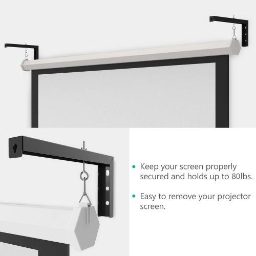  WALI Universal Projector Screen Ceiling Mount, Wall Hanging Mount L-Brackets, 12 inch Adjustable Extension with Hook Kit, Perfect Projector Screen Placement Hold up to 80 lbs (PSM0