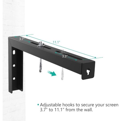  WALI Universal Projector Screen Ceiling Mount, Wall Hanging Mount L-Brackets, 12 inch Adjustable Extension with Hook Kit, Perfect Projector Screen Placement Hold up to 80 lbs (PSM0
