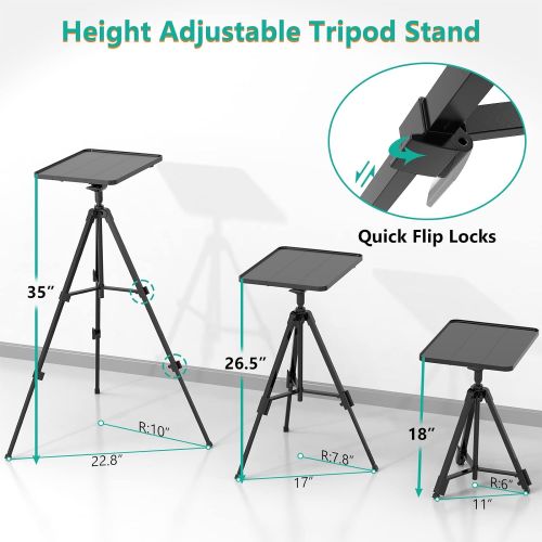  WALI Projector Tripod Stand, Portable Holder Mount for Universal Projector, Laptop, DJ Equipment with Adjustable Height 18 to 35 Inch, Perfect for Office, Home, Stage or Studio Use (PRS