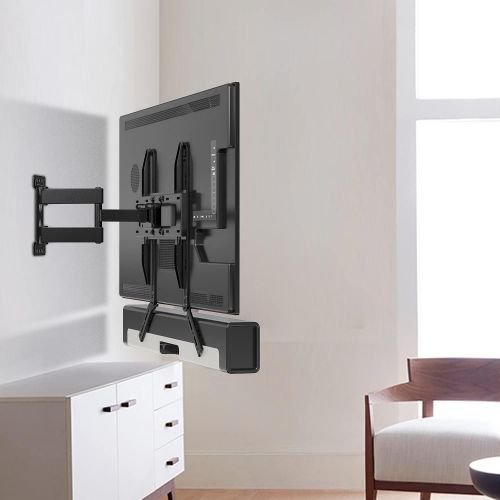  WALI Sound Bar Mount Bracket, for Mounting Above or Under TV, with Adjustable 3 Angled Extension Arm, Fits Most 23 to 65 Inch TVs, up to 33 lbs (SBR202)