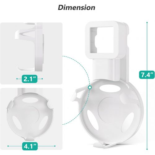  WALI Outlet Holder, Dot 3rd Gen Wall Mount Stand, for Smart Home Speakers Voice Assistants Space Saving Accessories with Cable Management, (AMM002-2W), 2 Pack, White