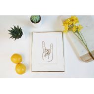 /WALLARTBYkarlie ROCK ON Gold Foil Print | Rock On Hand Sign, rock on hand signal, apartment decor, rock on hand gesture, new job gift print, cubicle decor