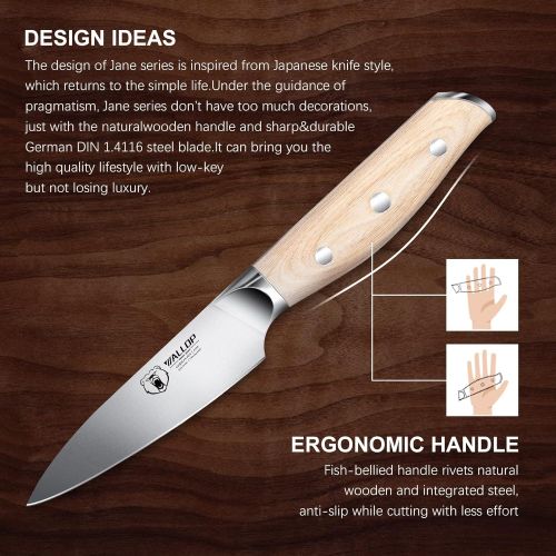  [아마존베스트]WALLOP Paring Knife - Fruit Peeling Knife 3.5 inch - Razor Sharp German 1.4116 HC Stainless Steel Fruit Vegetable Knife Kitchen Knife - Full Tang Natural Pakkawood Handle with Gift