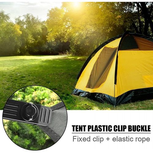  WALNUTA 12pcs Camping Tent Awning Canopy Fixing Clamp Grip with Elastic Rope Windproof Rainproof Tarp Fasteners Cord Clips Holder