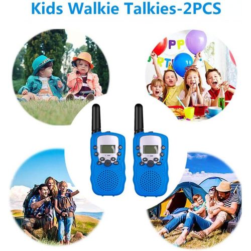  [아마존베스트]WANFEI 2 x Walkie Talkies for Kids, 2-Way Radio Kids Walkie Talkies with 22 Channels LCD Screen VOX Flashlight 10 Call Tones Ideal Gifts Walky Talky Toy for Children (Battery Not I