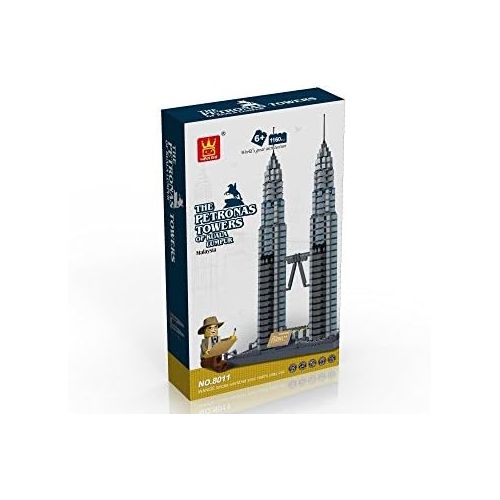  Wange Petronas Towers of Kuala Lumpur, Building Blocks 1160 Pcs Set in Huge Gift Box, Worlds Great Architecture Series
