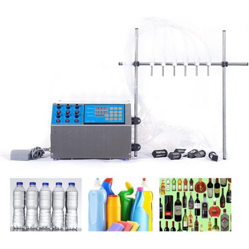  WANLECY Electric Liquid Filling Machine 6 Heads Digital Control Semi-automatic Bottle Filler Machine for Water Beverages Cosmetic