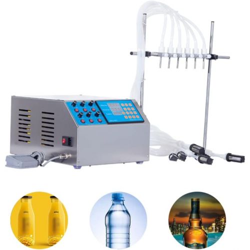  WANLECY Electric Liquid Filling Machine 6 Heads Digital Control Semi-automatic Bottle Filler Machine for Water Beverages Cosmetic